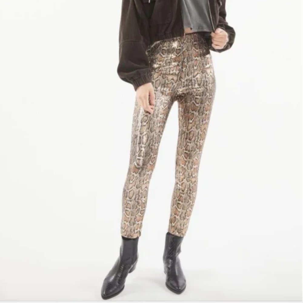 Urban Outfitters Glam Snake Skin Print Sequin Pants Leggings Size XS